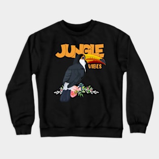 Jungle Vibes Toucan Tropical Flowers Leaf Birds Toucans Crewneck Sweatshirt